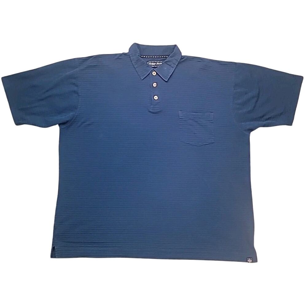 Indygo Smith Textured Polo Shirt Blue 4XT EUC Big Tall Comfy Casual Classic